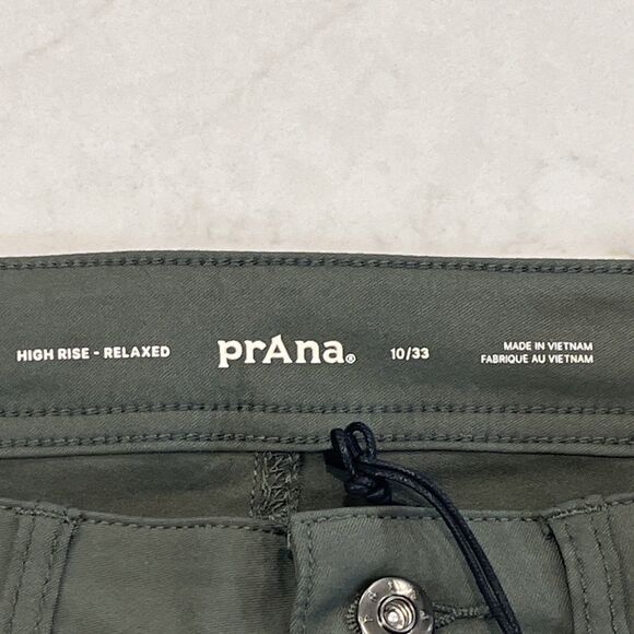prAna NEW Stretch Zion Cargo Pant Womens 10 x33 Green Hiking High Rise Cinch Hem - Picture 16 of 16